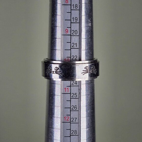 Cat Face Engraved Stainless Steel Spinner Ring Size‎ 10 (NWOT) - Picture 6 of 6